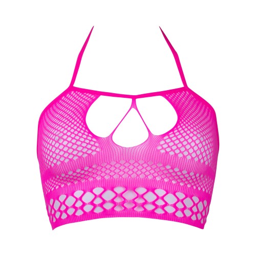 Le Desir Bliss Strappy Fishnet Halter Top