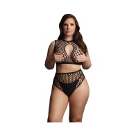 Conjunto Bra Set Duo Net con Agujero Clave Negro Tamaño Reina - Compra Ahora