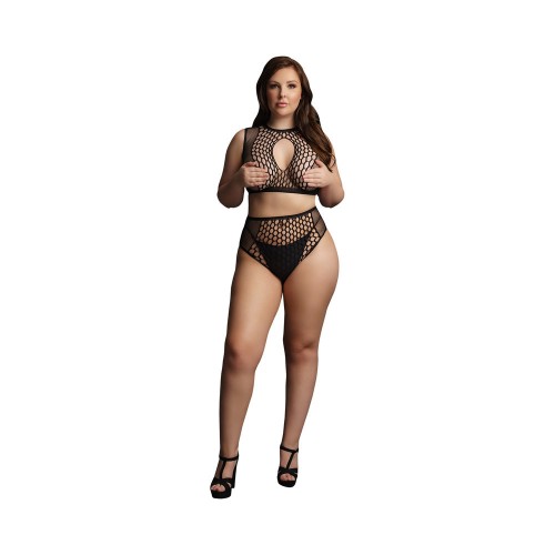 Conjunto Bra Set Duo Net con Agujero Clave Negro Tamaño Reina - Compra Ahora