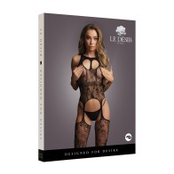 Le Desir Lace Suspender Bodystocking Black - Seductive Elegance