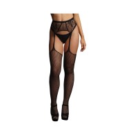 Le Desir Fishnet Lace Garter Belt Stockings - Black O/S