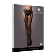 Le Desir Strappy Suspender Pantyhose in Black