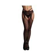 Pantyhose Suspenders Con Tiras Le Desir en Negro