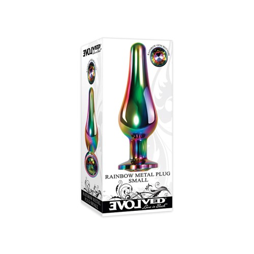 Evolved Rainbow Metal Anal Plug with Gemstone Base - Small