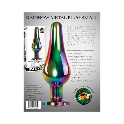 Evolved Rainbow Metal Anal Plug with Gemstone Base - Small