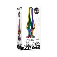 Evolved Rainbow Metal Anal Plug - Colorful Pleasure