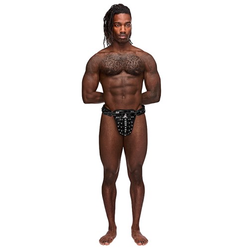 Male Power Leather Taurus Thong Black OS