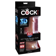 Pene Realista Succión 6.5 in. Triple Density King Cock Plus con Pelotas Tan