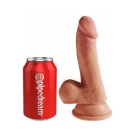 Pene Realista Succión 6.5 in. Triple Density King Cock Plus con Pelotas Tan