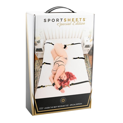 Juego de Restricciones Especial Bajo la Cama de Sportsheets Negro