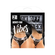 Pack de Lencería Fantasía Vibes Fuck Off Brief & Thong de Encaje Negro Blanco S/M