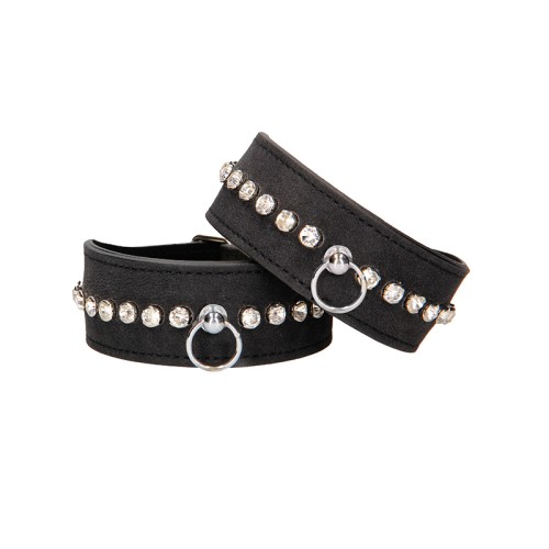 Ouch Diamond Studded Faux Leather Wrist Cuffs Black