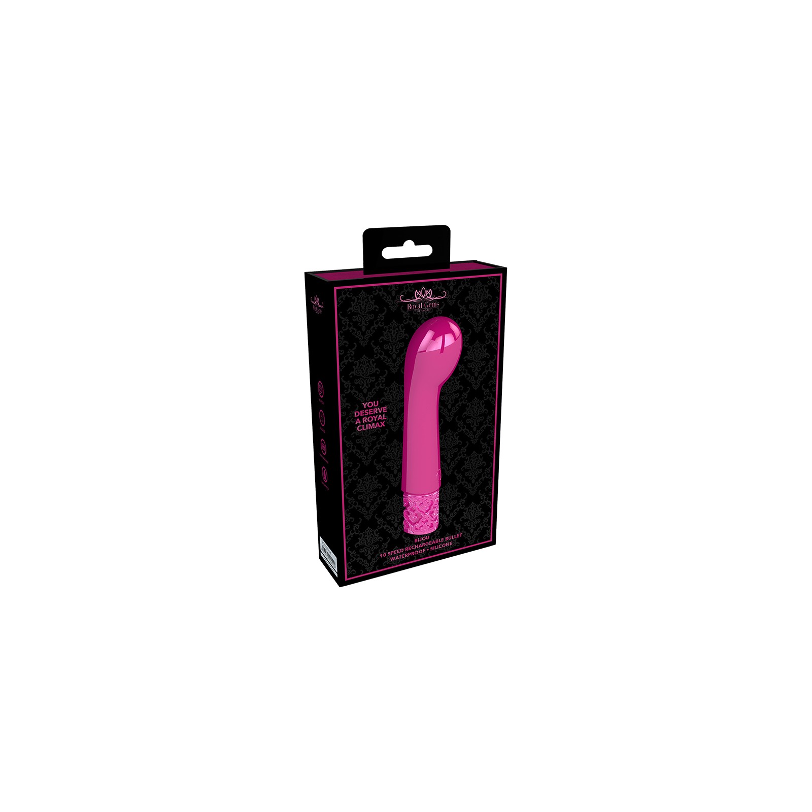 Royal Gems Bijou Rechargeable Curved Silicone Bullet Vibrator Pink