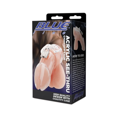 Blue Line Acrylic See-Thru Chastity Cock Cage Clear