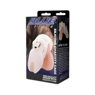 Blue Line White Silicone Chastity Cock Cage