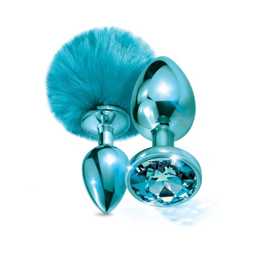 NIXIE Metal Butt Plug Set with Pom Pom and Jewel