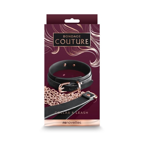 Bondage Couture Collar & Leash Black - Exquisite Accessory