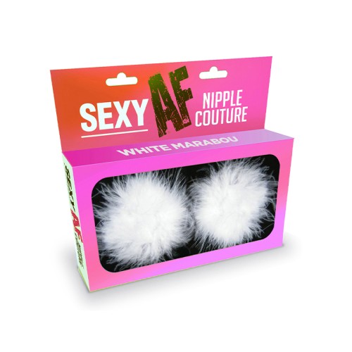 Sexy AF Nipple Couture - White Marabou Pasties