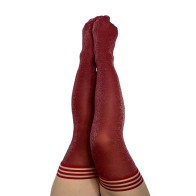 Kixies Holly Shimmer Thigh-Highs Cranberry Size D