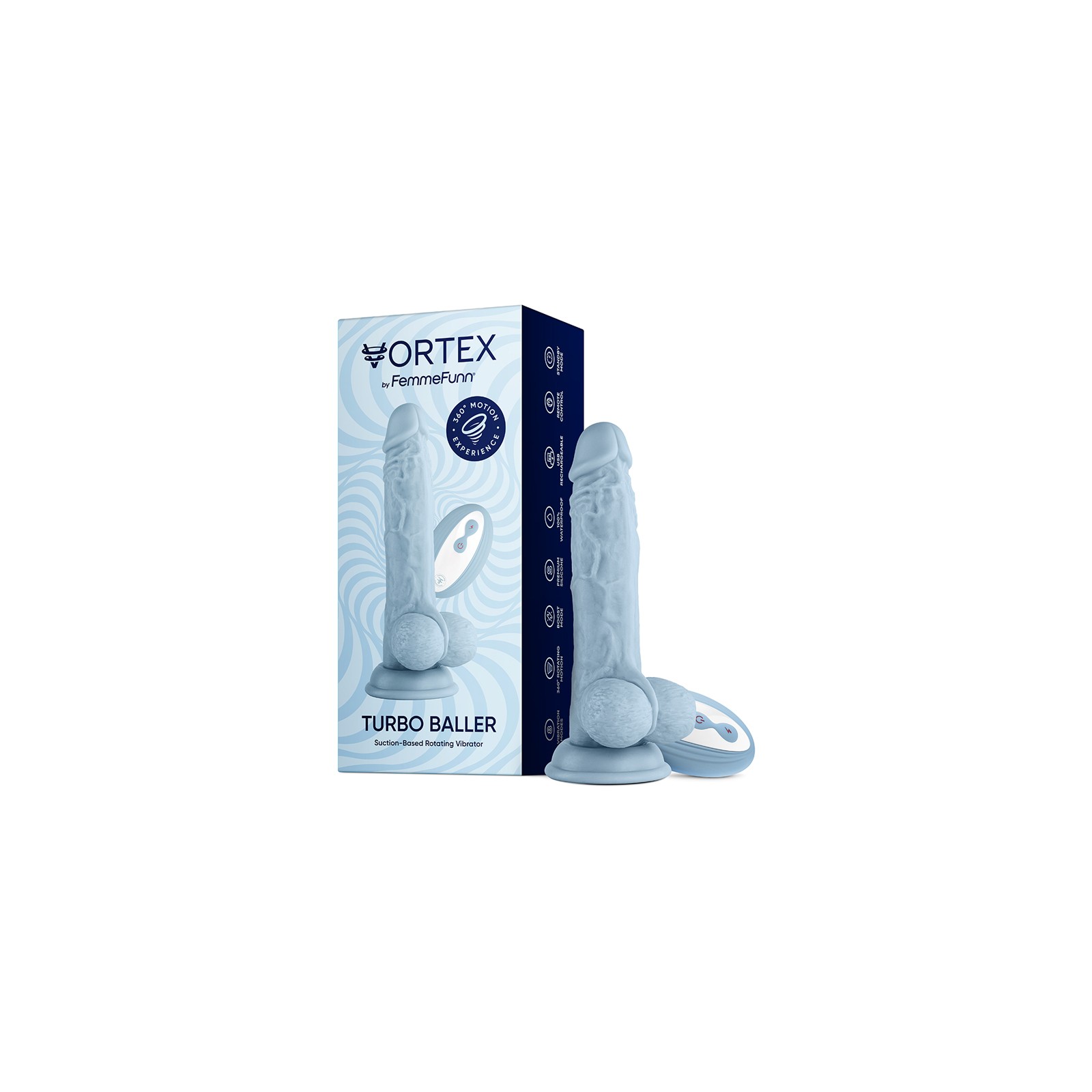 FemmeFunn Vortex Turbo Baller 2.0 Dildo Azul Claro