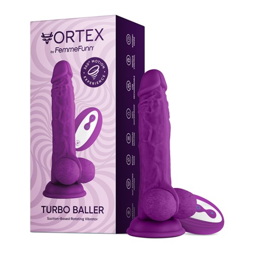 FemmeFunn Vortex Turbo Baller 2.0 Vibrating Rotating Dildo Purple