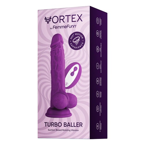 FemmeFunn Vortex Turbo Baller 2.0 Dildo Vibrante y Rotativo Púrpura