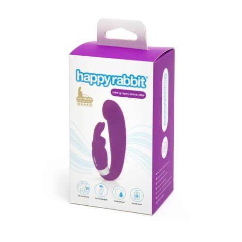 Vibrador Curvado Mini Happy Rabbit G-Spot Recargable Silicona Doble Estimulador Púrpura