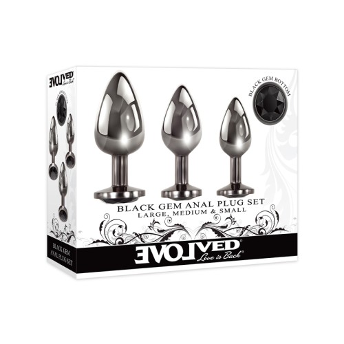 Evolved Black Gem Anal Plug Set for Pleasure