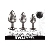 Set de Plug Anal Gemas Negras Evolved para Placer