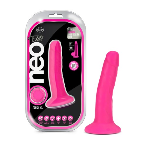 Dildo de Silicona de Densidad Dual Neo Elite de 6 Pulgadas Rosa Neón