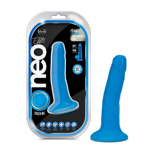 Dildo de Densidad Dual Neo Elite Azul Neón 6 in.