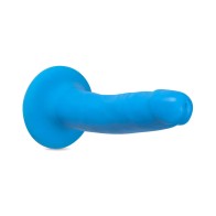 Dildo de Densidad Dual Neo Elite Azul Neón 6 in.