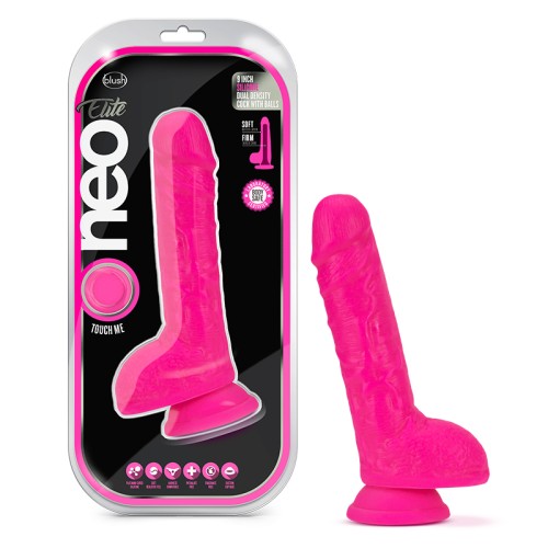 Dildo Dual Density Neo Elite 9 in. Rosa Neón