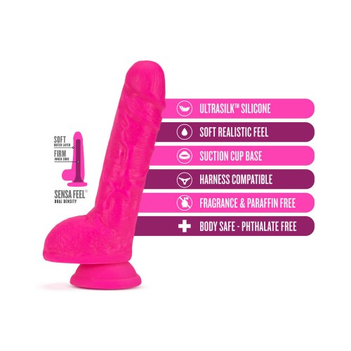 Dildo Dual Density Neo Elite 9 in. Rosa Neón