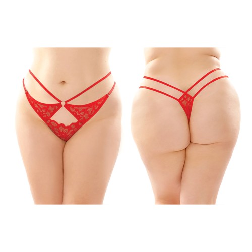 Fantasy Lingerie Jasmine Strappy Lace Thong 6-Pack Red Queen Size