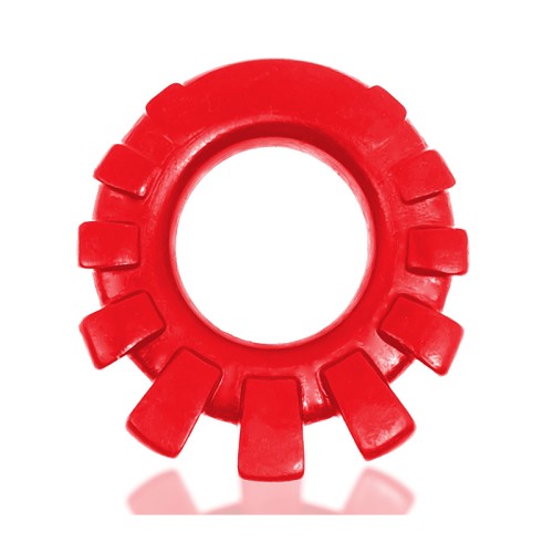 Anillo de pene de silicona cómoda con lugs Oxballs rojo