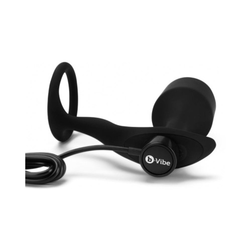 b-Vibe Plug Anal Vibrante Snug & Tug con Cockring XL Negro