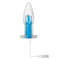 Plug Anal Vibrante Azul Eléctrico Control Remoto Gender X