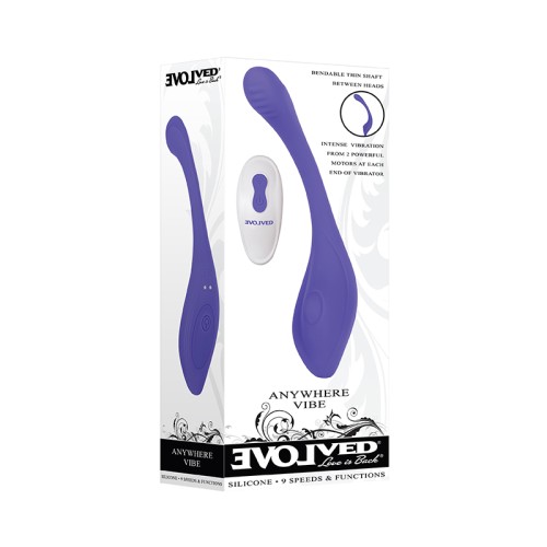 Vibrador Silicona Poseable con Control Remoto Evolved Anywhere Vibe Azul