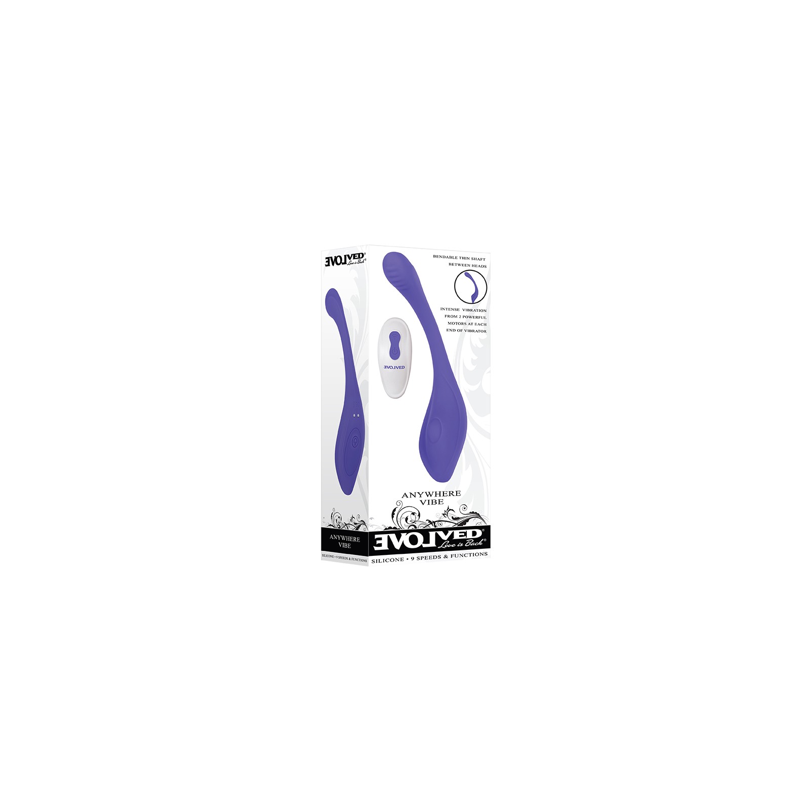 Evolved Anywhere Vibe Rechargeable Remote-Controlled Poseable Silicone Vibrator Blue