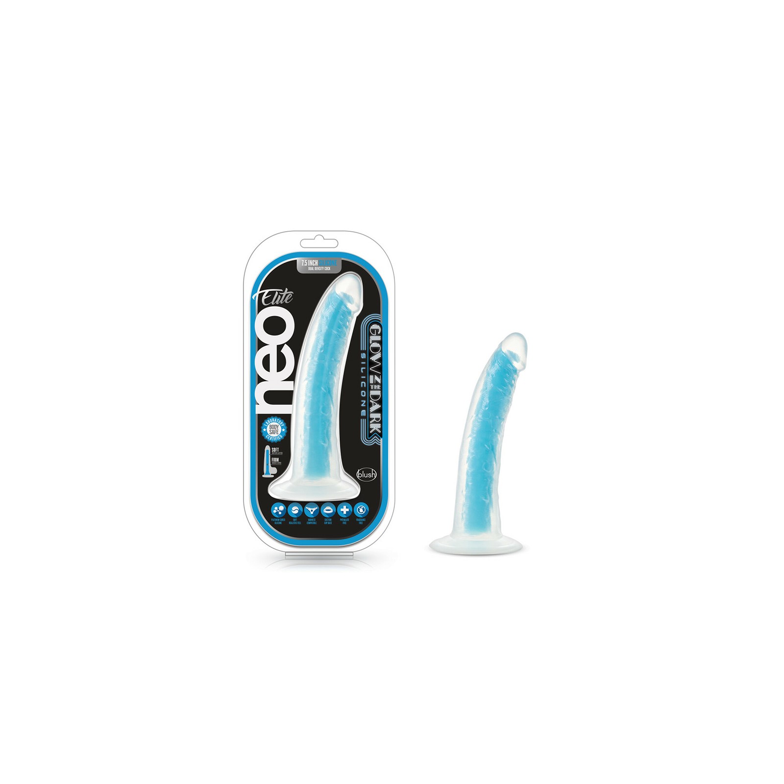 Dildo Neo Elite Glow in the Dark Prysm Azul Neón