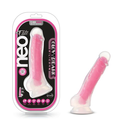 Dildo Neo Elite Glow in the Dark Viper 7 in. Rosa Neón