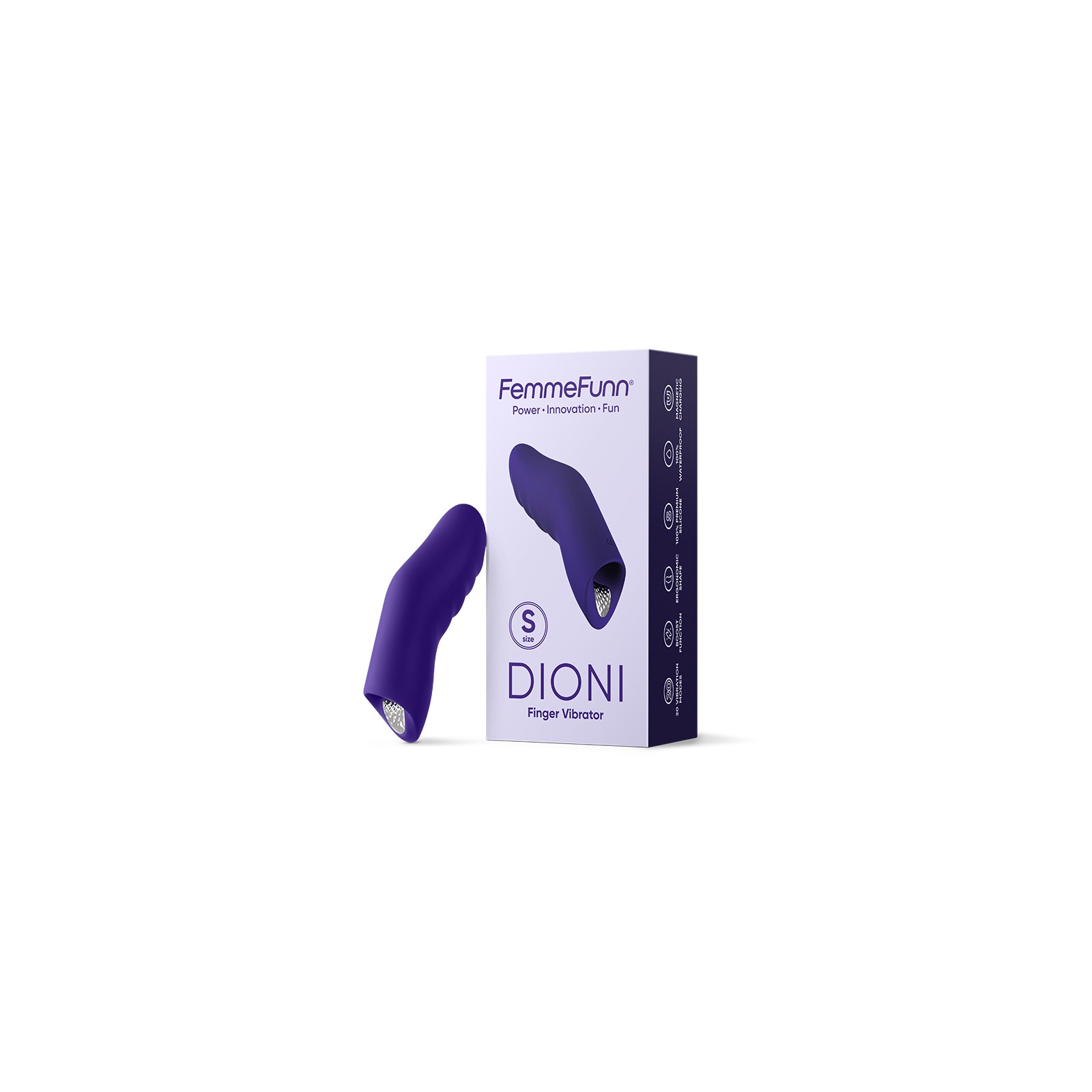 FemmeFunn Dioni Rechargeable Silicone Finger Vibrator Small Dark Purple