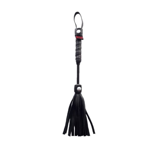 Flogger Mini de Cuero Negro 10 Pulgadas