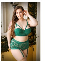 Fantasy Lingerie Curve Nadine Emerald Bra & Panty Set - 3XL/4XL