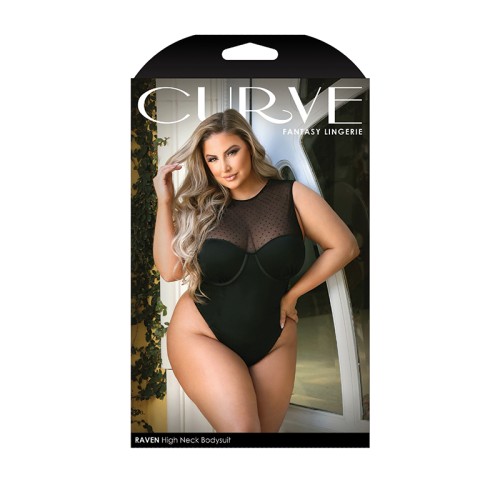 Fantasy Lingerie Curve Raven High-Neck Bodysuit