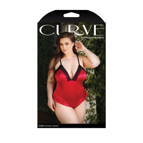 Body Falda Fantasy Lingerie Curve Cleo con Encaje y Cierre a Presión Rojo 3XL/4XL