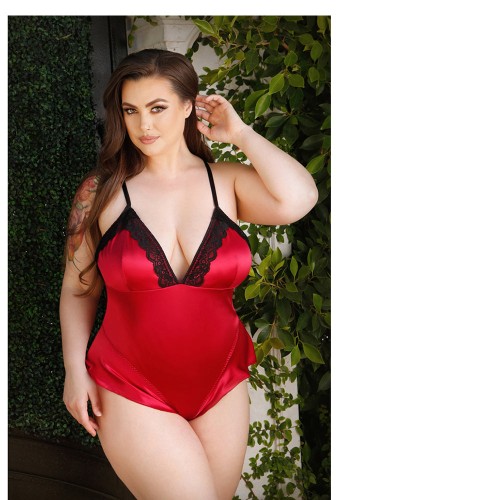 Body Falda Fantasy Lingerie Curve Cleo con Encaje y Cierre a Presión Rojo 3XL/4XL