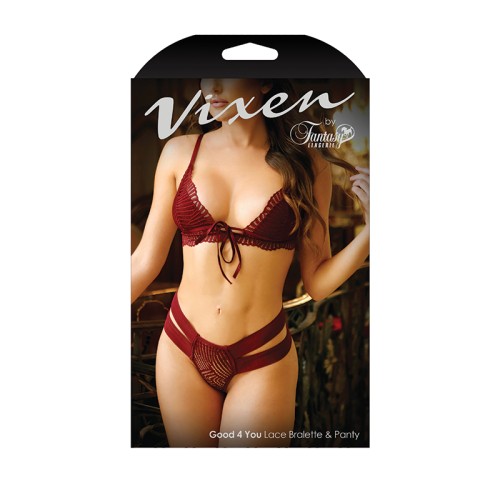 Fantasy Lingerie Vixen Good 4 You Set - Alluring Lace Bra and Panty