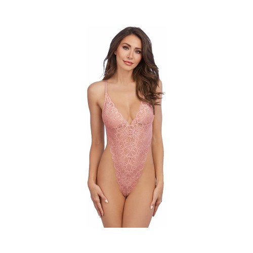 Dreamgirl Teddy y Falda Maxi de Malla Transparente con G-String Rosa Talla S